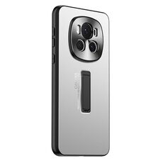 Custodia per telefono con supporto in TPU ibrido in metallo satinato per Honor Magic6 (argento)