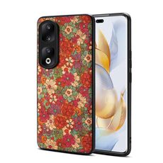 Custodia per telefono in TPU per Honor 90 Pro Four Seasons Flower Language Series (rosso estate)