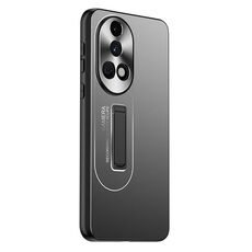 Per Huawei nova 12 Custodia per telefono con supporto in TPU ibrido in metallo ultra satinato (nero)