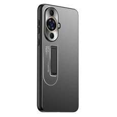 Per Huawei nova 12 Lite Custodia per telefono con supporto in TPU ibrido in metallo satinato (nero)