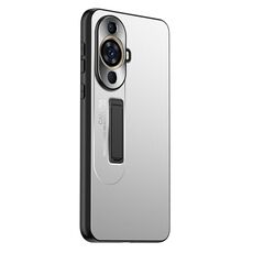 Custodia per telefono con supporto in TPU ibrido in metallo satinato per Huawei nova 12 Lite (argento)