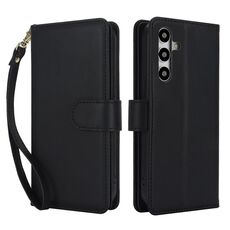 Custodia per telefono in pelle RFID con portafoglio multi-scheda per Samsung Galaxy S24 5G (nera)