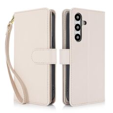 Custodia per telefono in pelle RFID con portafoglio multi-scheda per Samsung Galaxy S24 5G (albicocca)