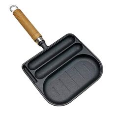 Padella multifunzionale 2 in 1 per la colazione, padella per salsicce in ghisa per uso domestico (modello per frittura di carne)