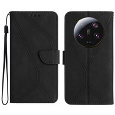Per Xiaomi 14 Custodia per telefono in pelle goffrata con cuciture ultra (nera)