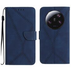 Custodia per telefono in pelle goffrata con cuciture Ultra per Xiaomi 14 (blu)