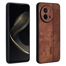 Per vivo S18e AZNS Custodia per telefono con sensazione di pelle in rilievo 3D (marrone)
