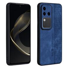 Custodia per telefono con sensazione di pelle in rilievo AZNS 3D per vivo S18 Pro (blu zaffiro)