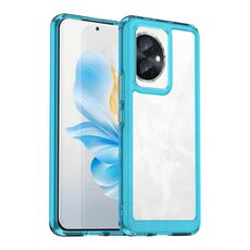 Per Honor 100 Custodia per telefono ibrida in TPU acrilico serie colorata (blu trasparente)