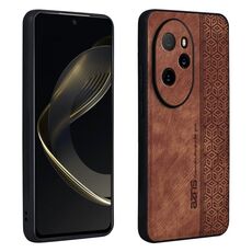 Custodia per telefono con sensazione di pelle in rilievo AZNS 3D per Honor 100 Pro (marrone)