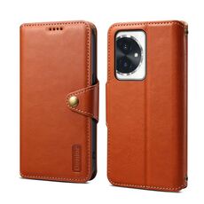 Custodia per telefono in pelle stile portafoglio con texture in pelle di vacchetta per Honor 100 Denior (marrone)