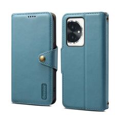 Custodia per telefono in pelle stile portafoglio con texture in pelle di vacchetta per Honor 100 Denior (blu)