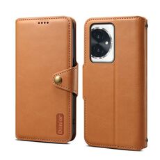 Custodia per telefono in pelle stile portafoglio con texture in pelle di vacchetta per Honor 100 Denior (cachi)