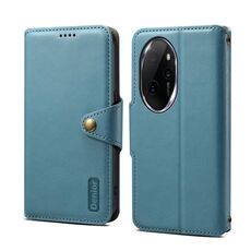Custodia per telefono in pelle stile portafoglio con texture in pelle di vacchetta Denior per Honor 100 Pro (blu)