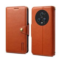 Custodia per telefono in pelle stile portafoglio con texture in pelle di vacchetta Denior per Honor Magic5 Pro (marrone)