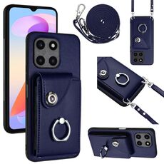 Custodia per telefono con supporto per anello per borsa per organo per Honor X6a con cordino lungo (blu)