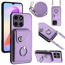 Custodia per telefono con supporto per anello per borsa per organo per Honor X6a con cordino lungo (viola)