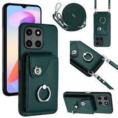 Custodia per telefono con supporto per anello per borsa per organo per Honor X6a con cordino lungo (verde)