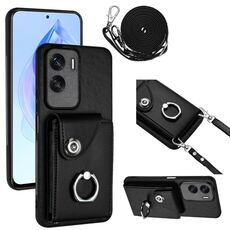 Per Honor X50i / 90 Lite Custodia per cellulare con porta carte per organo con cordino lungo (nero)