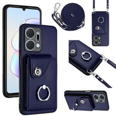Per Honor X7a / Play7T Custodia per cellulare con porta carte per organo con cordino lungo (blu)