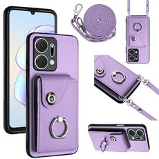 Per Honor X7a / Play7T Custodia per cellulare con porta carte per organo con cordino lungo (viola)