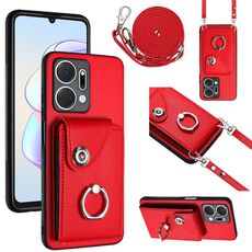 Per Honor X7a / Play7T Custodia per cellulare con porta carte per organo con cordino lungo (rosso)