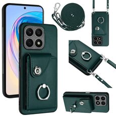Custodia per telefono con supporto per anello per borsa per organo per Honor X8a con cordino lungo (verde)