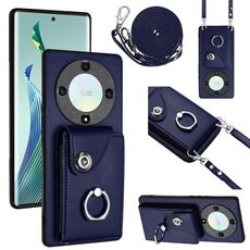 Per Honor X9a / Magic5 Lite Custodia per cellulare con porta carte per organo con cordino lungo (blu)