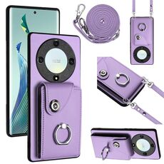 Per Honor X9a / Magic5 Lite Custodia per cellulare con porta carte per organo con cordino lungo (viola)