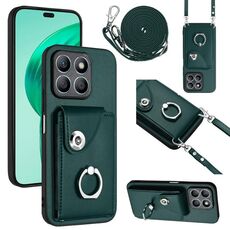 Per Honor X8b 4G Custodia per cellulare con porta carte per organo con cordino lungo (verde)