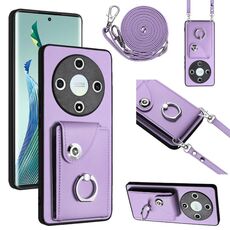 Per Honor X9b / Magic6 Lite Custodia per cellulare con porta carte per organo con cordino lungo (viola)
