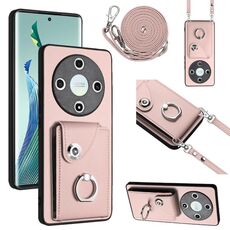 Per Honor X9b / Magic6 Lite Custodia per cellulare con porta carte per organo con cordino lungo (rosa)