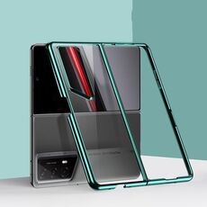 Custodia per telefono pieghevole all-inclusive trasparente galvanica per Honor Magic V2 RSR Porsche Design (verde)