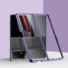 Custodia per telefono pieghevole all-inclusive trasparente galvanica per Honor Magic V2 RSR Porsche Design (viola)