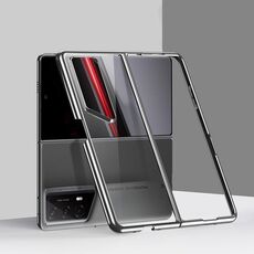 Custodia per telefono pieghevole all-inclusive galvanica trasparente per Honor Magic V2 RSR Porsche Design (argento)