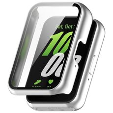 Per Samsung Galaxy Fit 3 SM-R390 PC + Custodia protettiva per orologio integrata con pellicola in vetro temperato (Argento)