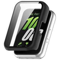 Per Samsung Galaxy Fit 3 SM-R390 PC + custodia protettiva per orologio integrata con pellicola in vetro temperato (nera)