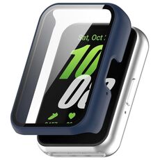 Per Samsung Galaxy Fit 3 SM-R390 PC + custodia protettiva per orologio integrata con pellicola in vetro temperato (blu inchiostro)