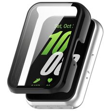 Per Samsung Galaxy Fit 3 SM-R390 PC + custodia protettiva per orologio integrata con pellicola in vetro temperato (nero brillante)