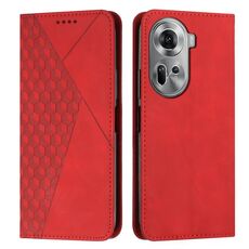 Per OPPO Reno11 5G Global Diamond Splicing Skin Feel Custodia magnetica in pelle per telefono(Rosso)
