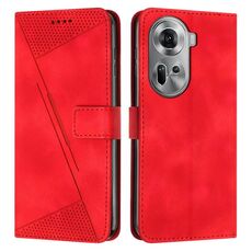 Per OPPO Reno 11 5G Custodia per telefono in pelle Global Dream Triangle con cordino lungo (rosso)