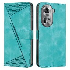 Per OPPO Reno 11 5G Custodia per telefono in pelle Global Dream Triangle con cordino lungo (verde)