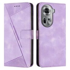 Per OPPO Reno 11 5G Global Dream Custodia per telefono in pelle con triangolo con cordino lungo (viola)