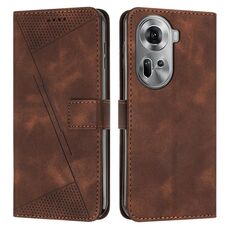 Per OPPO Reno 11 5G Global Dream Triangle Custodia in pelle con cordino lungo (marrone)