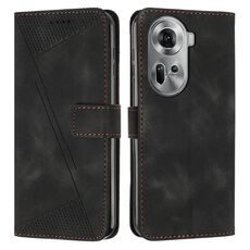 Per OPPO Reno 11 5G Global Dream Custodia in pelle triangolare con cordino lungo (nero)