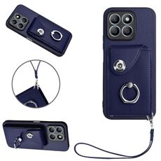 Per Honor X8b 4G Custodia per cellulare in PU con porta carte per organo globale con cordino (blu)