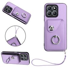 Custodia per cellulare in PU con supporto per anello per borsa per organo globale per Honor X8b 4G con cordino (viola)