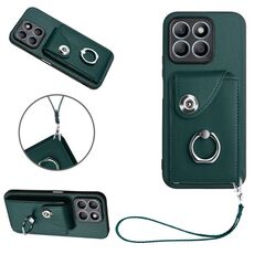 Per Honor X8b 4G Custodia per cellulare in PU con porta carte per organo globale con cordino (verde)