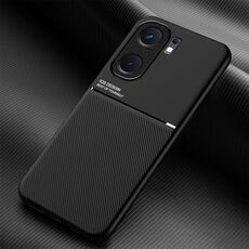 Per vivo iQOO Neo9 Classic Tilt Strip Grain Magnetico Antiurto PC + Custodia per telefono in TPU (Nero)