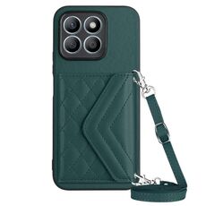 Custodia per telefono RFID con struttura rombica globale per Honor X8b 4G con cordino lungo (verde)
